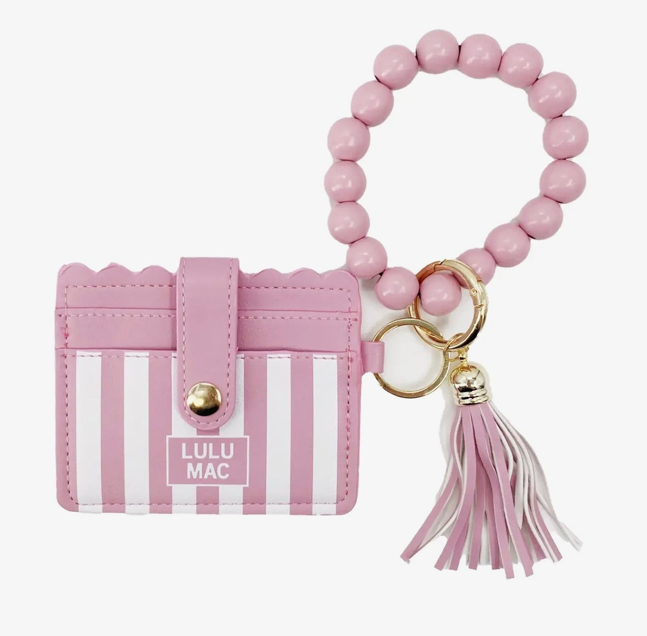 Lulu Mac Pink + White Stripe Wristlet